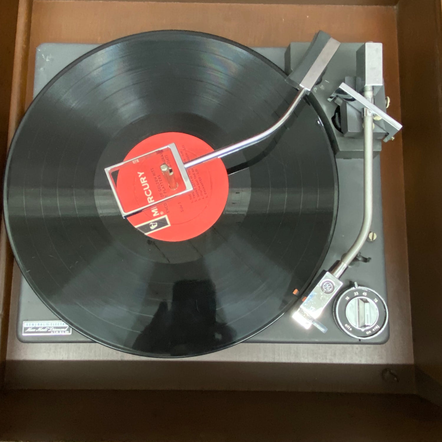 SOLD OUT!!! GE General Electric Mid Century Long and Low Stereo Console Record Player Changer AM FM Bluetooth The Vintedge Co.