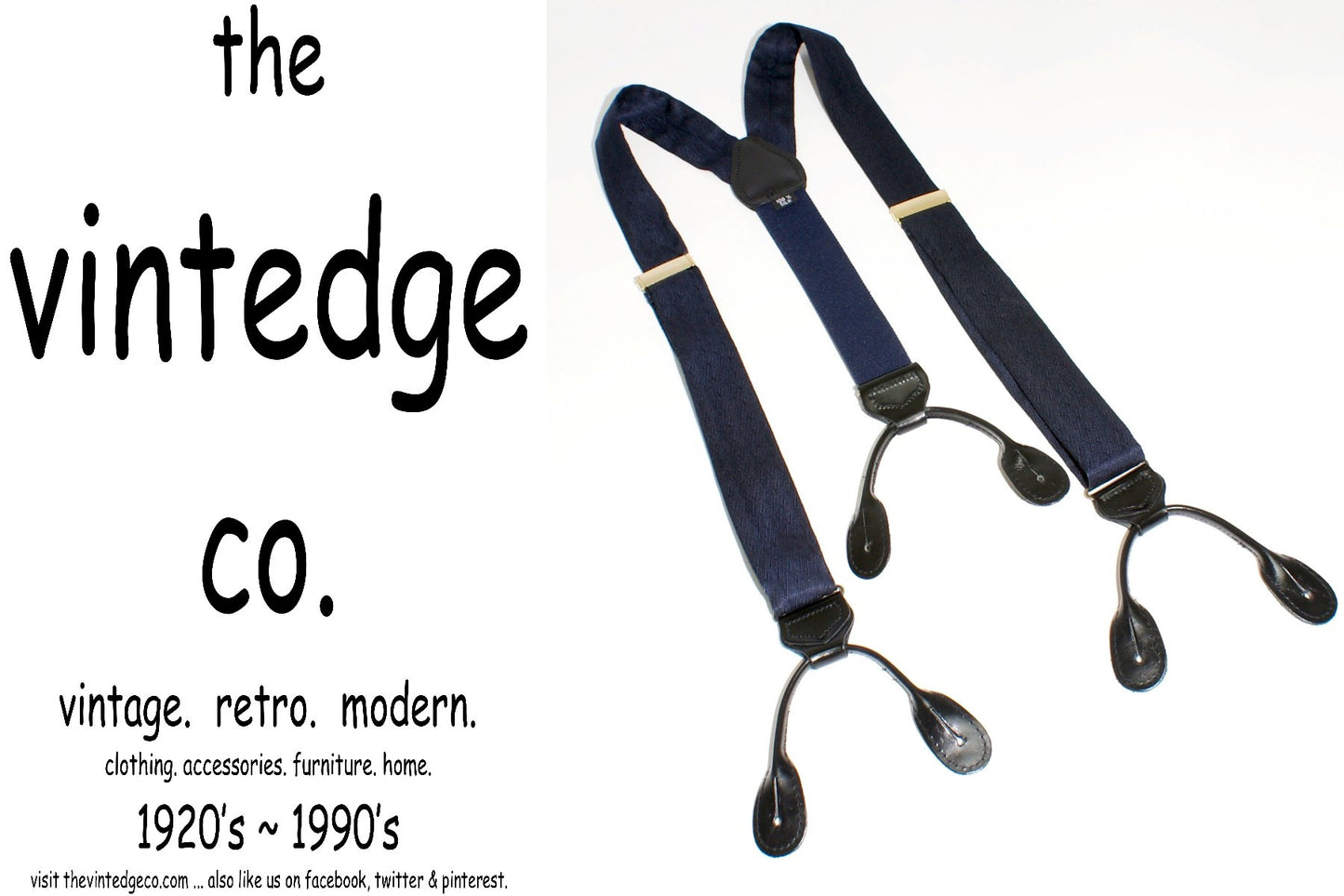 SOLD | Navy Blue Groom Rustic Wedding Suspender Braces The Vintedge Co.