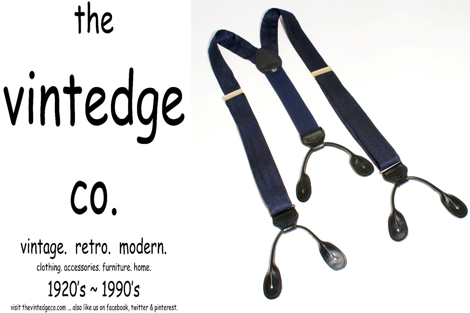 SOLD | Navy Blue Groom Rustic Wedding Suspender Braces The Vintedge Co.
