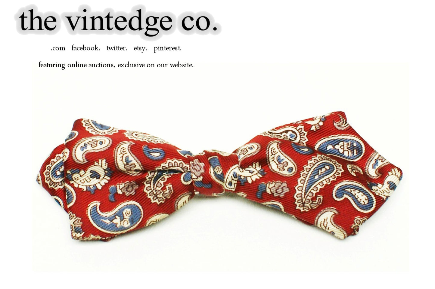 SOLD | 50s 60s Rockabilly Red Paisley Bow Neck Tie The Vintedge Co.