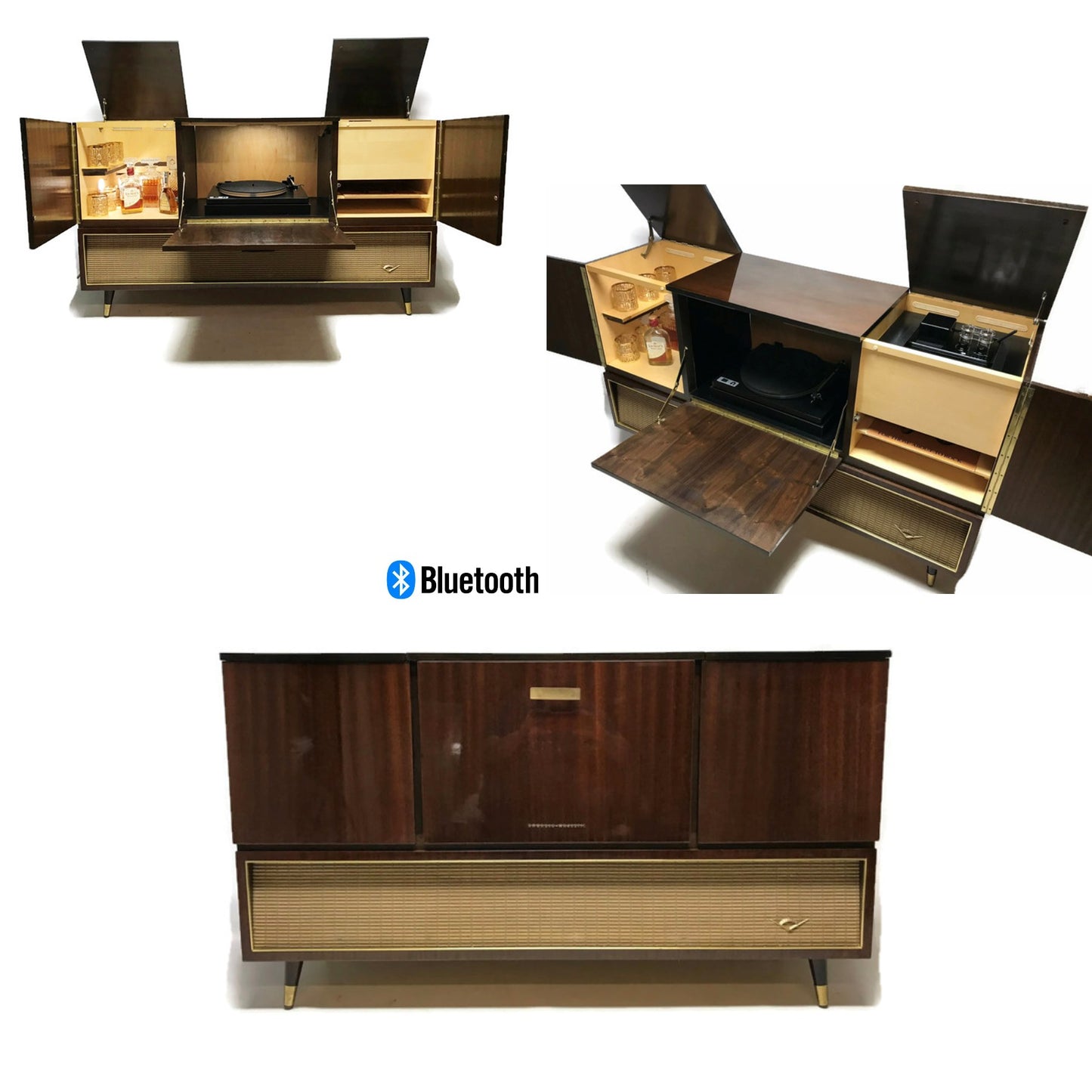 **SOLD OUT** VintedgeCo™ - TURNTABLE READY SERIES - GRUNDIG 60s Mid Century Stereo Console Turntable Record Player Cabinet Bluetooth The Vintedge Co.