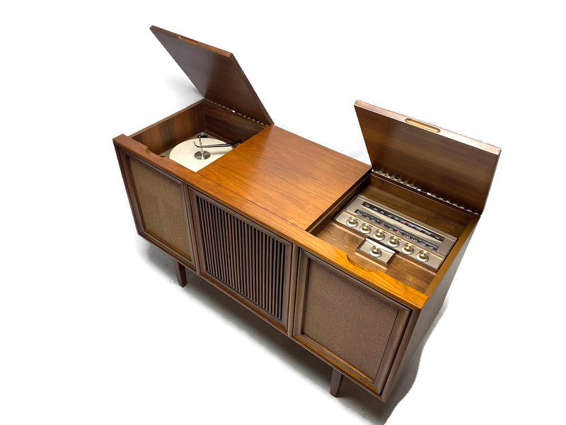 **SOLD OUT** MOTOROLA 3-Channel Mid Century Stereo Console Record Player Changer AM FM Alexa Bluetooth The Vintedge Co.