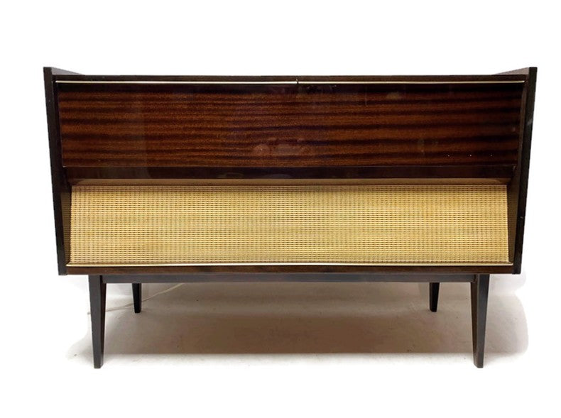 **SOLD OUT** The Vintedge Co™ - TURNTABLE READY SERIES™ - GRUNDIG 50s 60s Modern Turntable Record Player Stereo Console Cabinet Bluetooh Alexa USB The Vintedge Co.