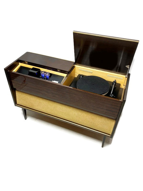 **SOLD OUT** The Vintedge Co™ - TURNTABLE READY SERIES™ - GRUNDIG 50s 60s Modern Turntable Record Player Stereo Console Cabinet Bluetooh Alexa USB The Vintedge Co.