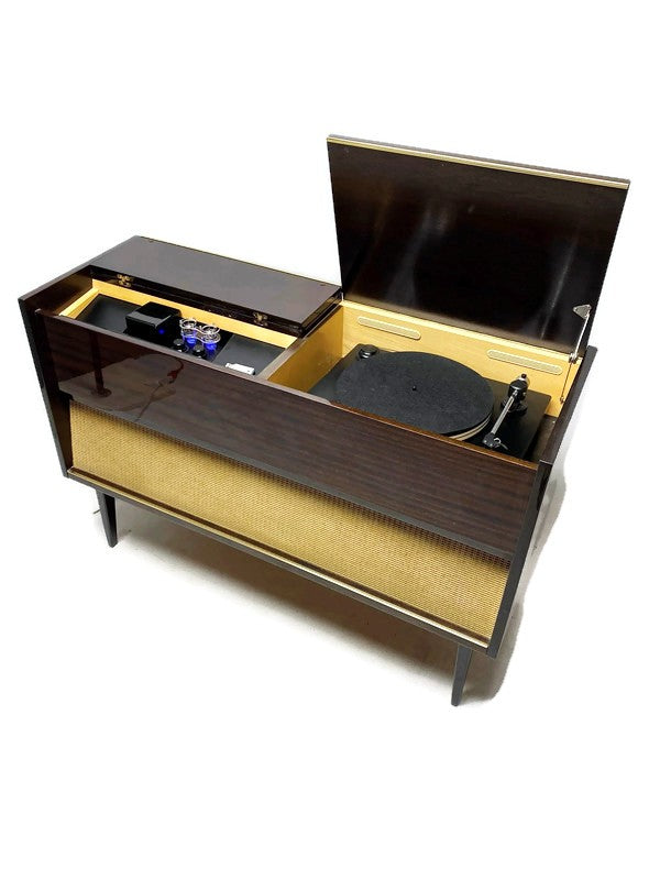 **SOLD OUT** The Vintedge Co™ - TURNTABLE READY SERIES™ - GRUNDIG 50s 60s Modern Turntable Record Player Stereo Console Cabinet Bluetooh Alexa USB The Vintedge Co.