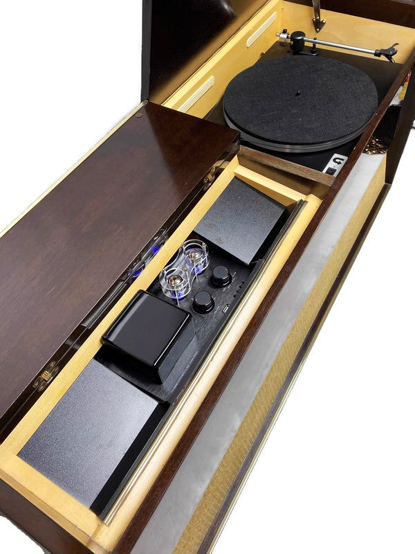 **SOLD OUT** The Vintedge Co™ - TURNTABLE READY SERIES™ - GRUNDIG 50s 60s Modern Turntable Record Player Stereo Console Cabinet Bluetooh Alexa USB The Vintedge Co.