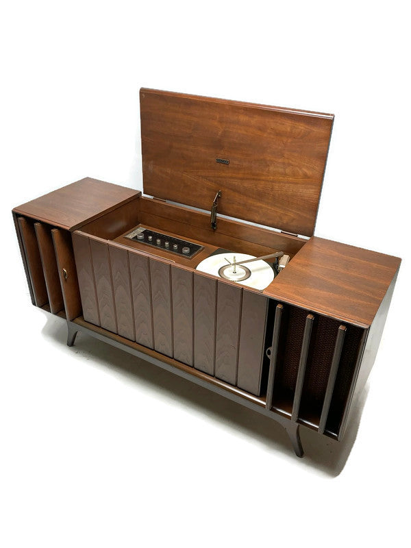 **SOLD OUT**  ZENITH Louver Door Record Player Changer Stereo Console AM FM Bluetooth Alexa The Vintedge Co.