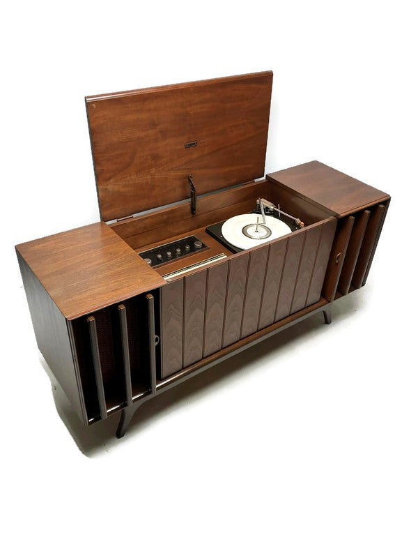 **SOLD OUT**  ZENITH Louver Door Record Player Changer Stereo Console AM FM Bluetooth Alexa The Vintedge Co.