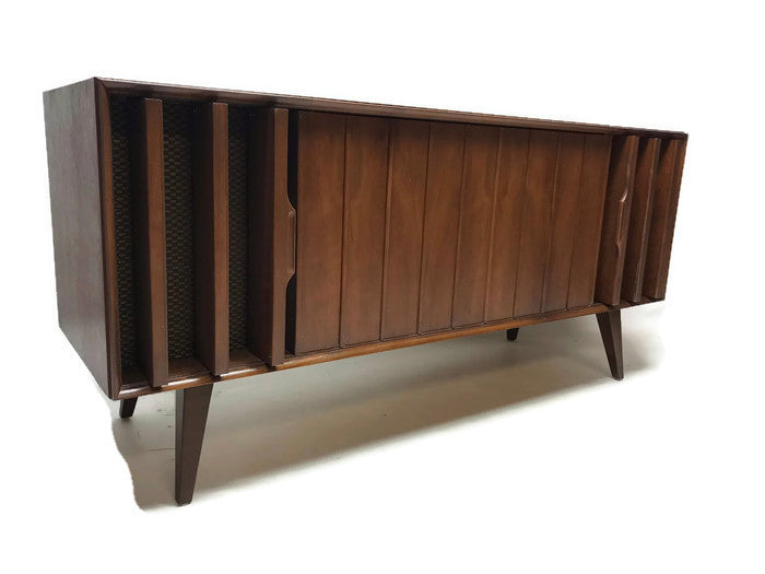 **SOLD OUT**  ZENITH Louver Door Record Player Changer Stereo Console AM FM Bluetooth The Vintedge Co.