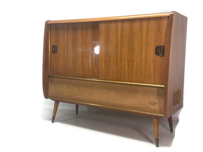 **SOLD OUT** KORTING DELMONICO 60s Mid Century Stereo Console Turntable Record Player Cabinet w/WHISKEY BAR The Vintedge Co.