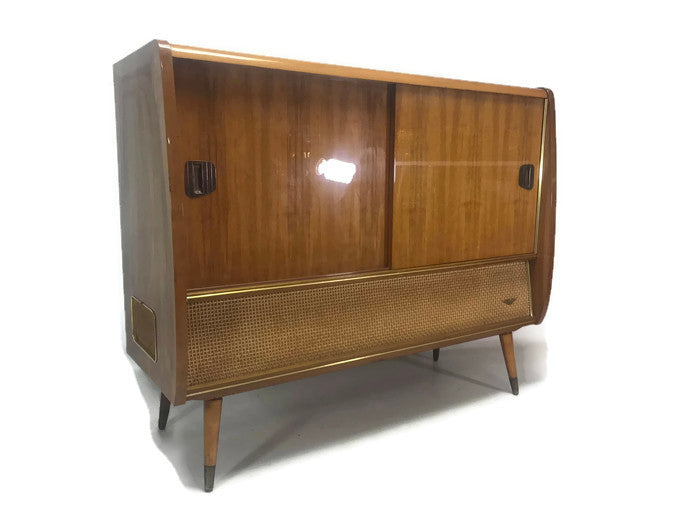 **SOLD OUT** KORTING DELMONICO 60s Mid Century Stereo Console Turntable Record Player Cabinet w/WHISKEY BAR The Vintedge Co.