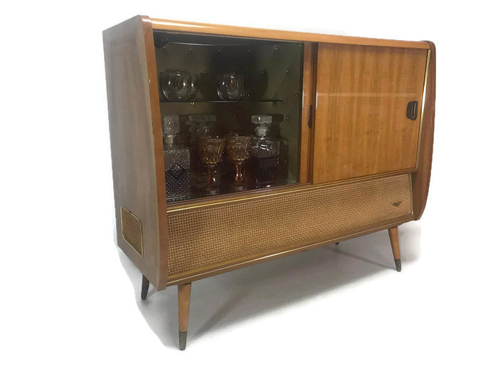**SOLD OUT** KORTING DELMONICO 60s Mid Century Stereo Console Turntable Record Player Cabinet w/WHISKEY BAR The Vintedge Co.