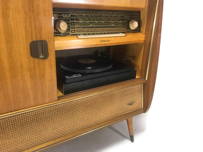 **SOLD OUT** KORTING DELMONICO 60s Mid Century Stereo Console Turntable Record Player Cabinet w/WHISKEY BAR The Vintedge Co.