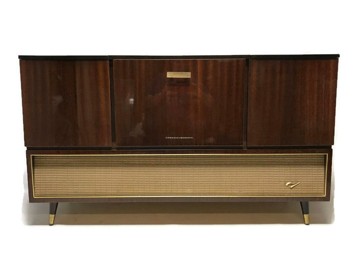 **SOLD OUT** VintedgeCo™ - TURNTABLE READY SERIES - GRUNDIG 60s Mid Century Stereo Console Turntable Record Player Cabinet Bluetooth The Vintedge Co.