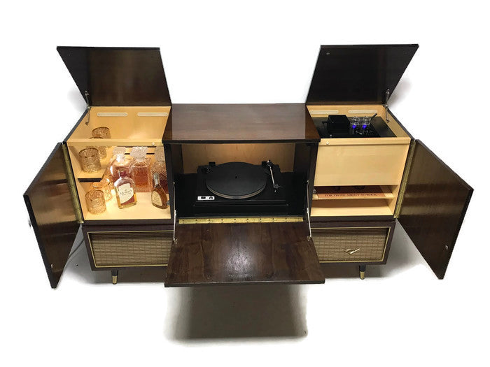 **SOLD OUT** VintedgeCo™ - TURNTABLE READY SERIES - GRUNDIG 60s Mid Century Stereo Console Turntable Record Player Cabinet Bluetooth The Vintedge Co.