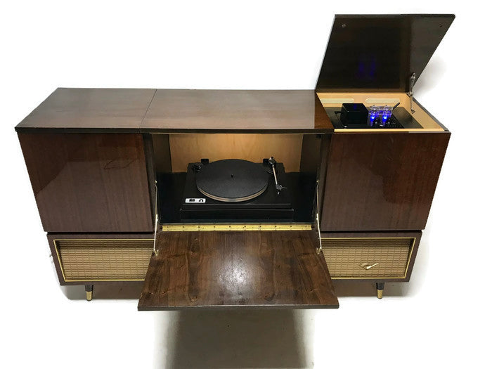 **SOLD OUT** VintedgeCo™ - TURNTABLE READY SERIES - GRUNDIG 60s Mid Century Stereo Console Turntable Record Player Cabinet Bluetooth The Vintedge Co.