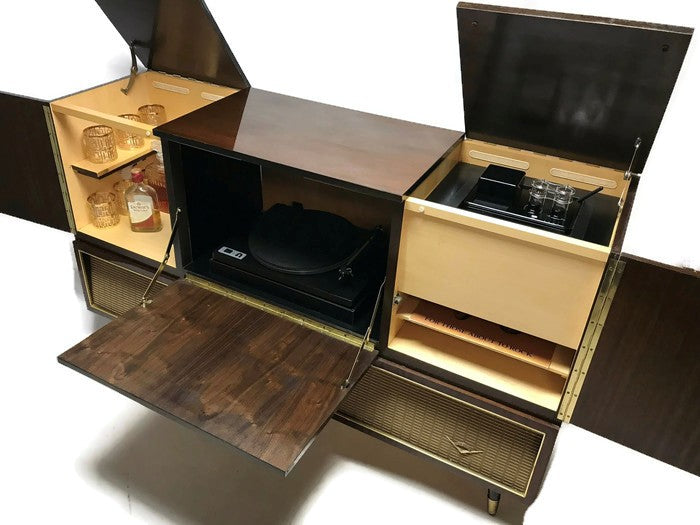 **SOLD OUT** VintedgeCo™ - TURNTABLE READY SERIES - GRUNDIG 60s Mid Century Stereo Console Turntable Record Player Cabinet Bluetooth The Vintedge Co.