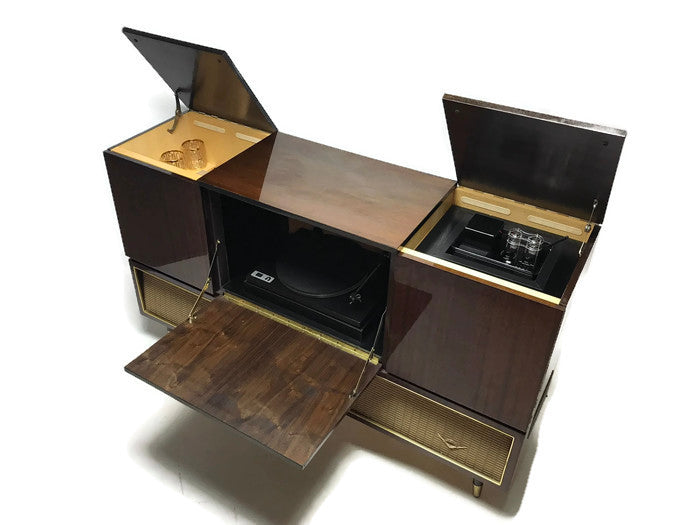 **SOLD OUT** VintedgeCo™ - TURNTABLE READY SERIES - GRUNDIG 60s Mid Century Stereo Console Turntable Record Player Cabinet Bluetooth The Vintedge Co.