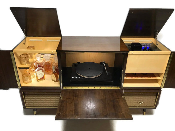 **SOLD OUT** VintedgeCo™ - TURNTABLE READY SERIES - GRUNDIG 60s Mid Century Stereo Console Turntable Record Player Cabinet Bluetooth The Vintedge Co.