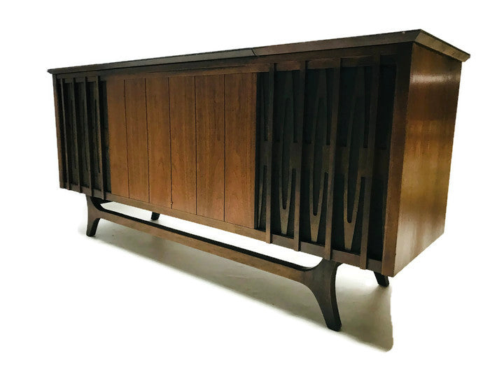 **SOLD OUT** VintedgeCo™ - TURNTABLE READY SERIES™ - Mid Century Stereo Console Turntable Record Player OLYMPIC Cabinet Bluetooth Alexa The Vintedge Co.