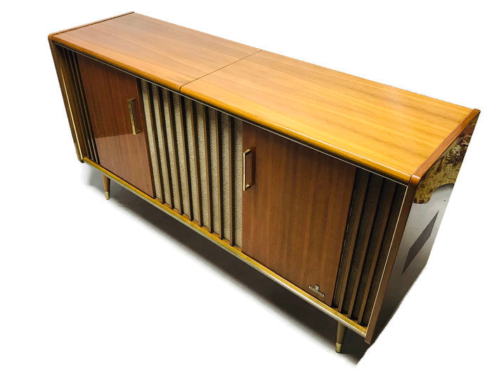 **SOLD OUT** VintedgeCo™ - TURNTABLE READY SERIES - GRUNDIG 60s Mid Century Stereo Console DRY Whiskey BAR Turntable Record Player Cabinet Bluetooth The Vintedge Co.