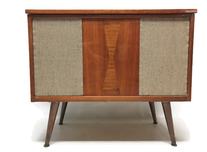 **SOLD OUT** VintedgeCo™ - TURNTABLE READY SERIES™ - Mid Century Stereo Console Turntable Record Player DELMONICO Cabinet Bluetooth Alexa The Vintedge Co.