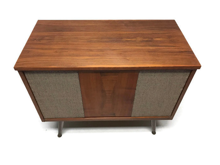 **SOLD OUT** VintedgeCo™ - TURNTABLE READY SERIES™ - Mid Century Stereo Console Turntable Record Player DELMONICO Cabinet Bluetooth Alexa The Vintedge Co.