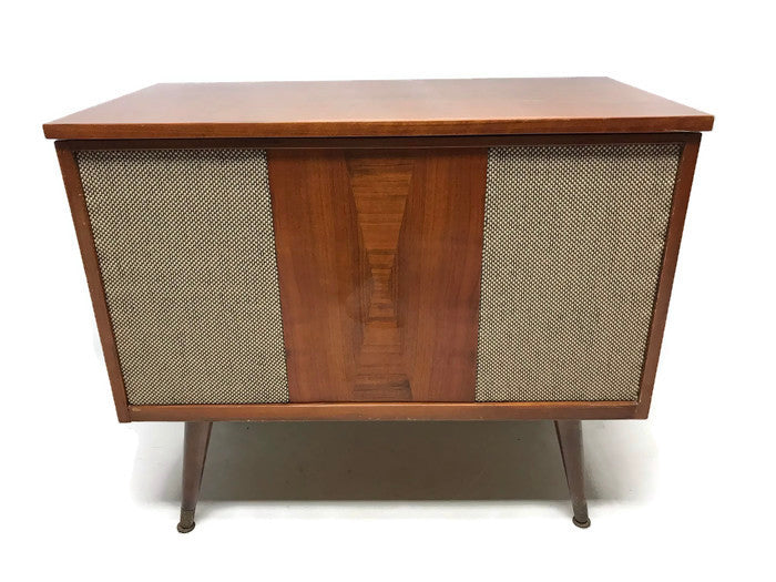 **SOLD OUT** VintedgeCo™ - TURNTABLE READY SERIES™ - Mid Century Stereo Console Turntable Record Player DELMONICO Cabinet Bluetooth Alexa The Vintedge Co.