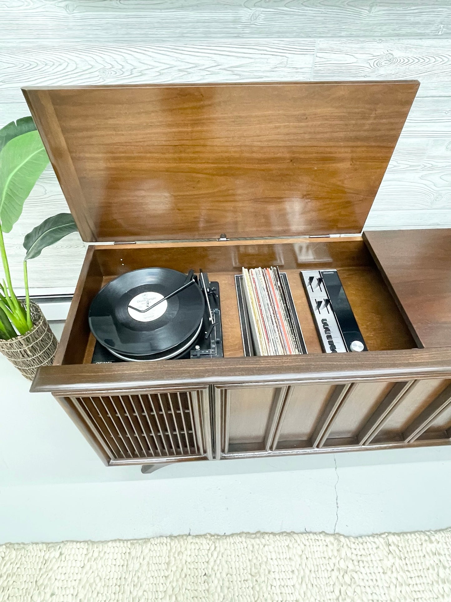 SOLD OUT!!! SYLVANIA Vintage Stereo Console Record Player Changer AM FM Bluetooth The Vintedge Co.