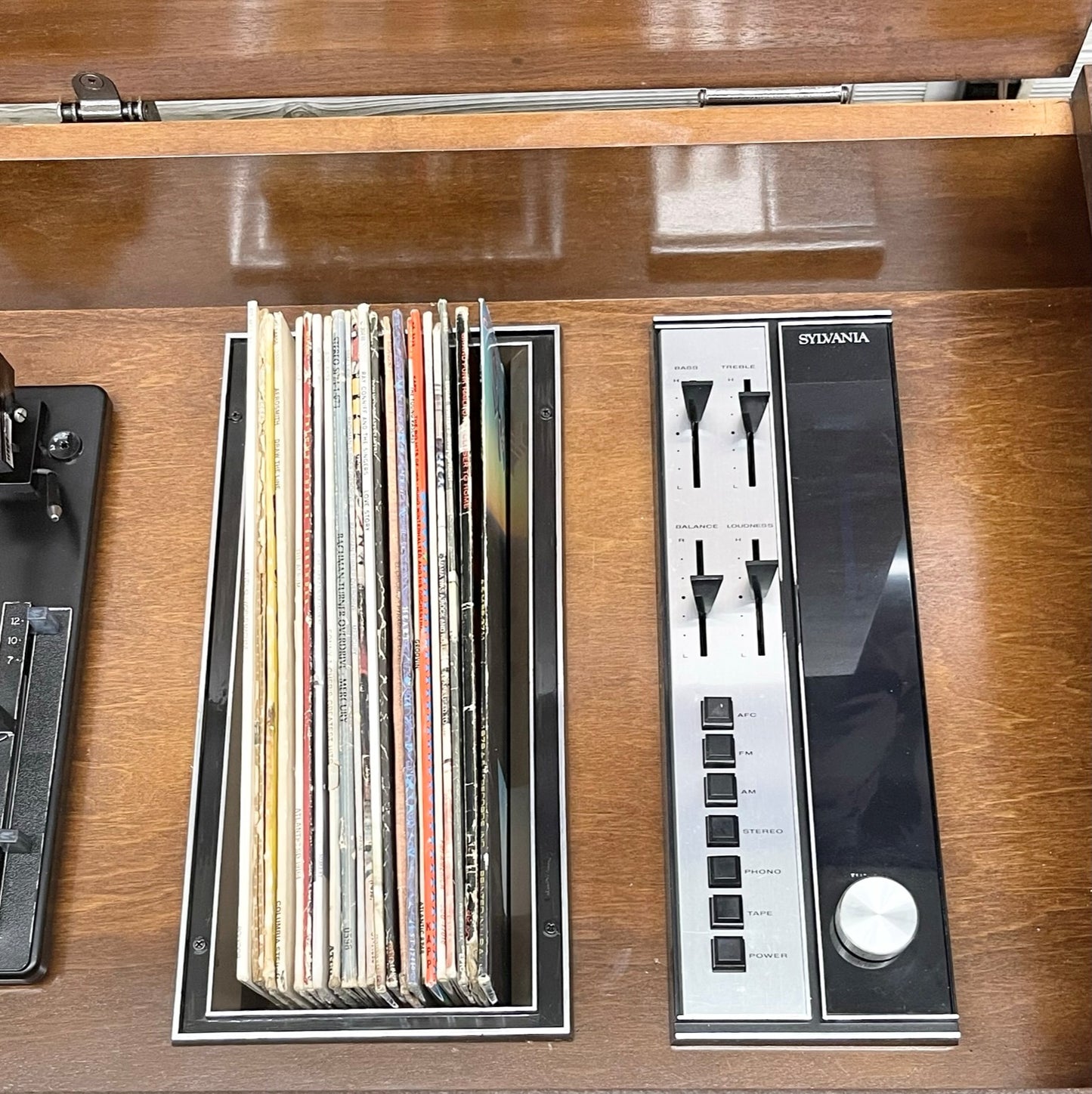 SOLD OUT!!! SYLVANIA Vintage Stereo Console Record Player Changer AM FM Bluetooth The Vintedge Co.