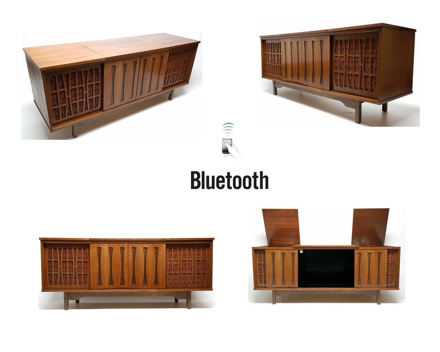 Mid Century Morse Stereo Console - Bluetooth -  AM/FM Tuner - Record Changer The Vintedge Co.