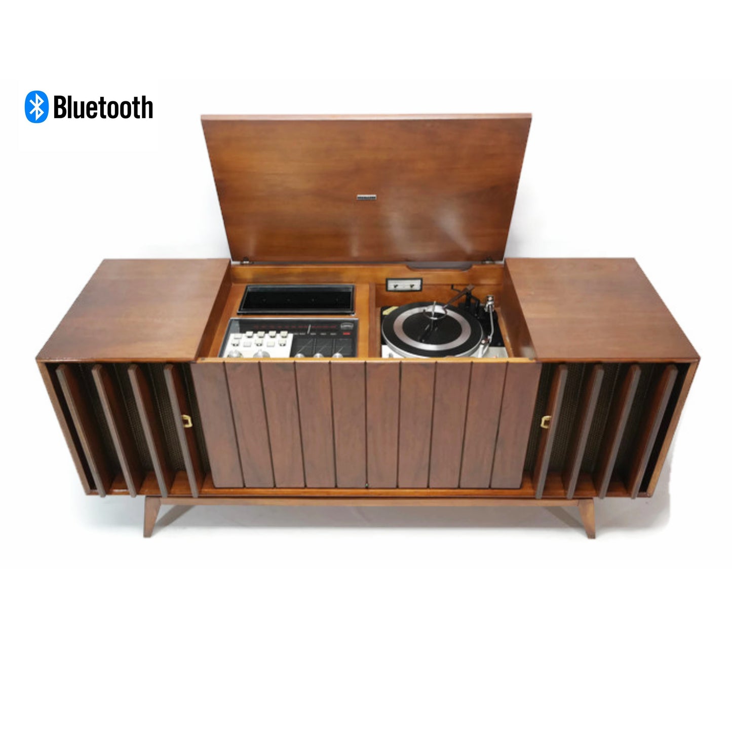 **SOLD OUT**  ZENITH DELUXE Louver Door Record Player Changer Stereo Console AM FM Bluetooth The Vintedge Co.
