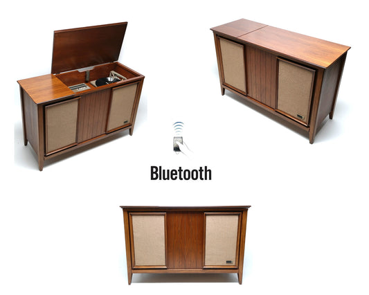 Mid Century Zenith Stereo Console Record Player Changer - Bluetooth - AM/FM Tuner The Vintedge Co.