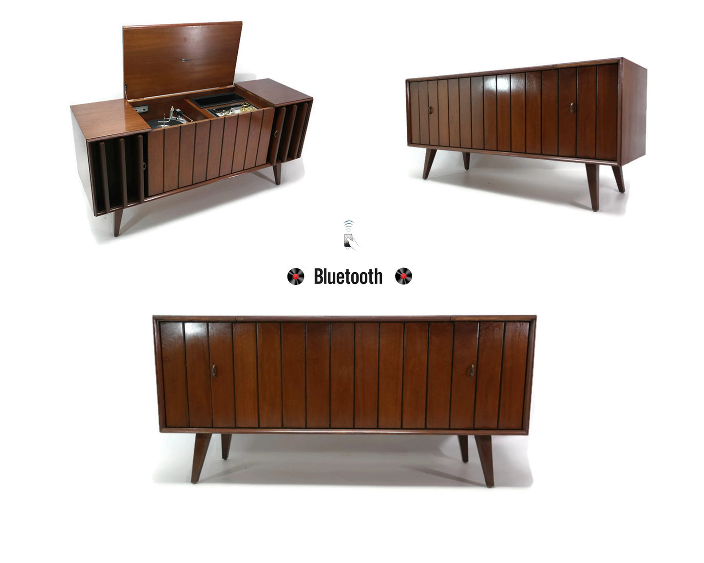 **SOLD OUT** ZENITH Mid Century Louver Door Record Player Changer Stereo Console The Vintedge Co.