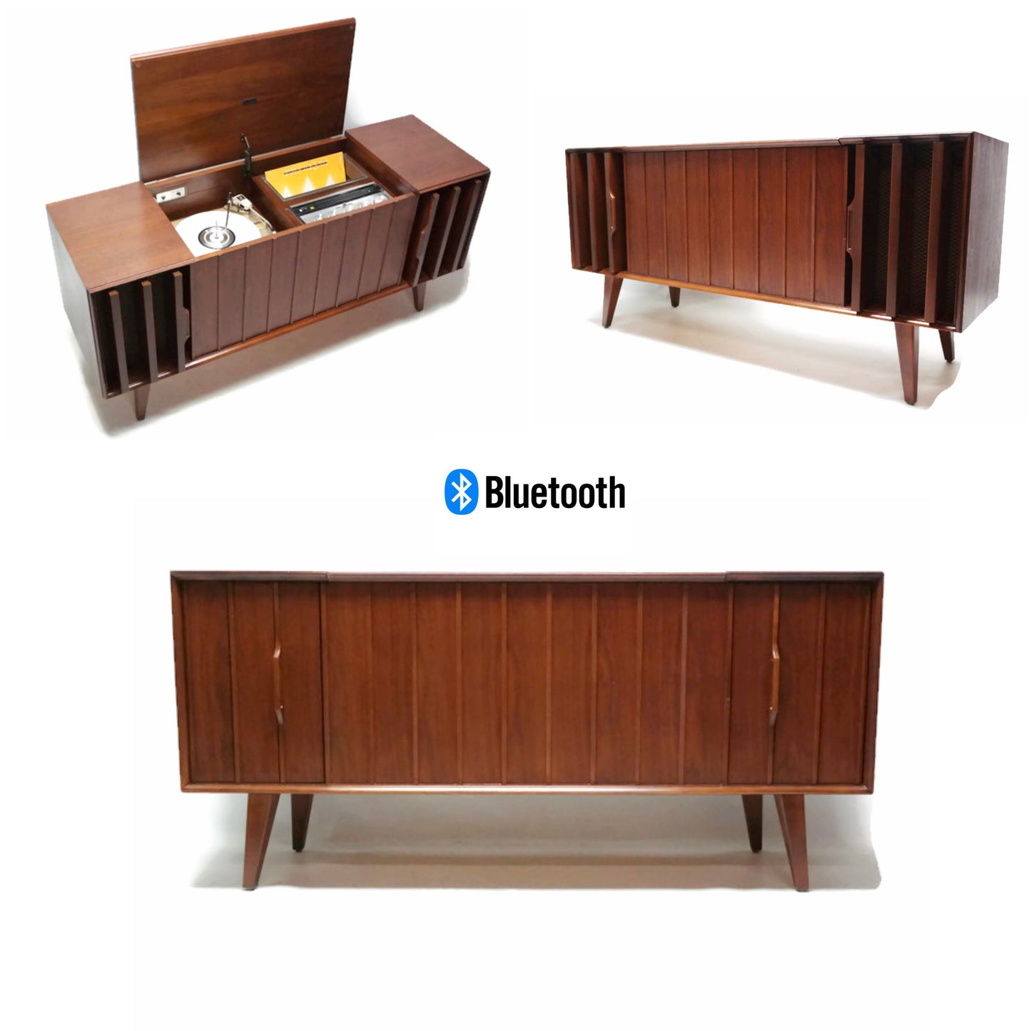 **SOLD OUT**  ZENITH Louver Door Record Player Changer Stereo Console AM FM Bluetooth The Vintedge Co.