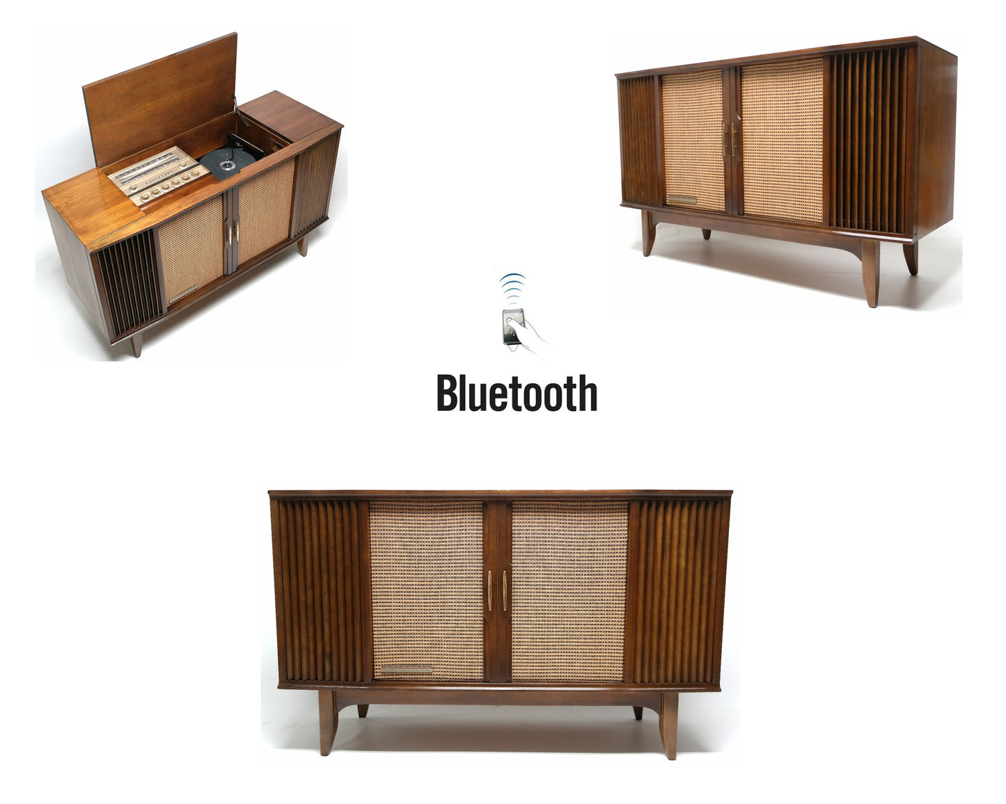 Mid Century Modern MOTOROLA Stereo Console Record Changer - Bluetooth - Tube Amplifer The Vintedge Co.