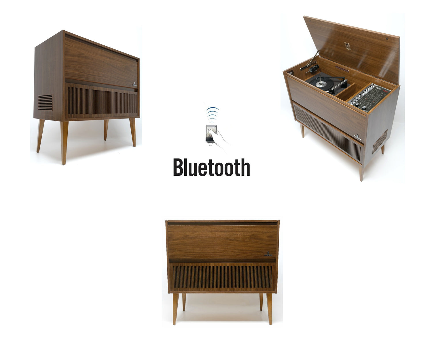 Mid Century Grundig Stereo Console Record Player - Bluetooth iPod iPhone Android Input AM/FM Tuner The Vintedge Co.