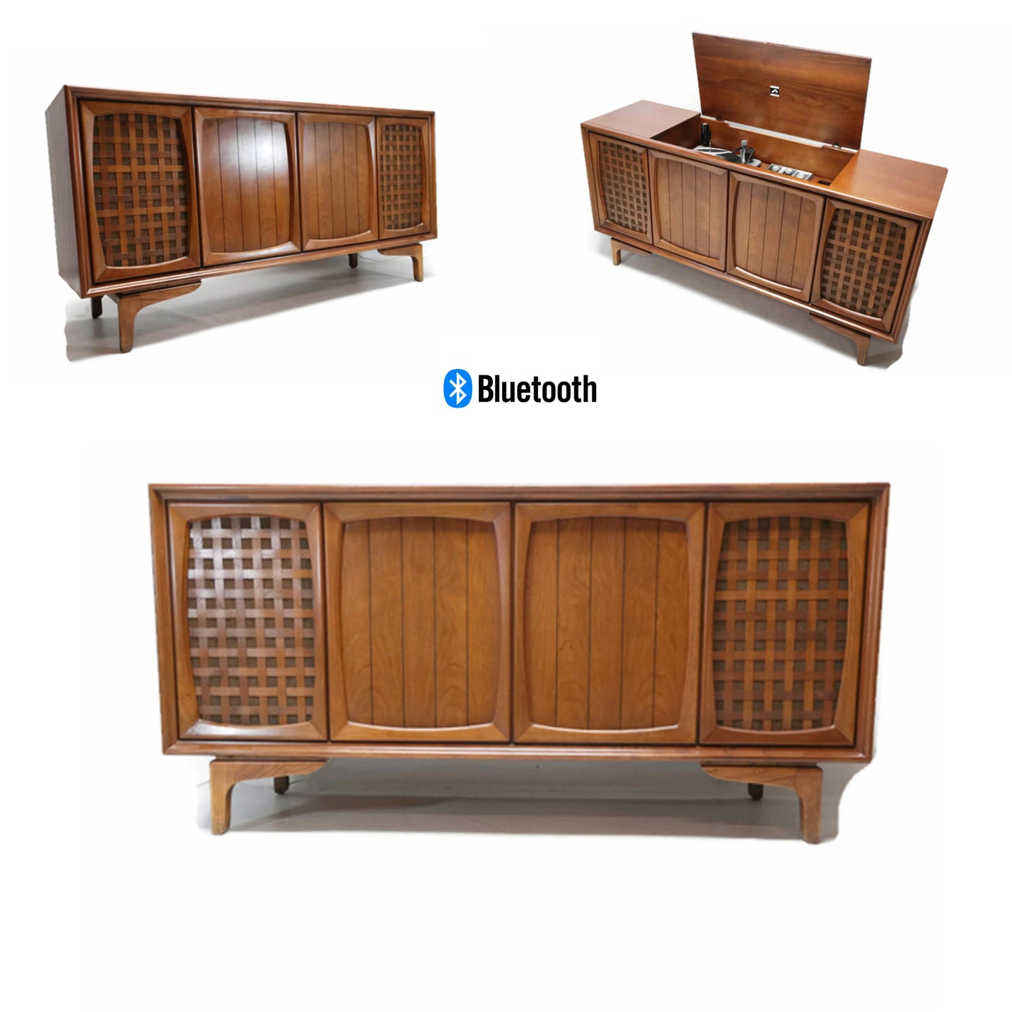 **SOLD OUT**  RCA Victor Victrola Mid Century Modern Stereo Console Record Player Changer AM FM  - Bluetooth The Vintedge Co.