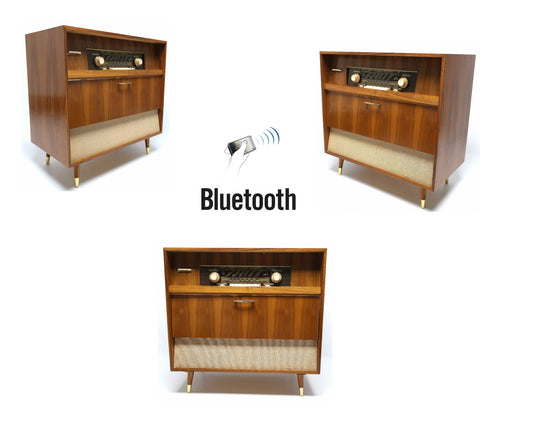MCM - 60's GERMAN Silva - Mid Century Console Record Player - Bluetooth iPod iPhone Android Input AM/FM Tuner The Vintedge Co.