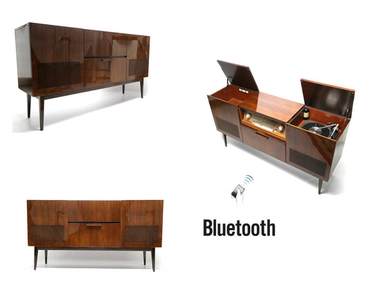 MCM - GERMAN Schaub Lorenz - Mid Century Console Record Player - Bluetooth iPod iPhone Android Input AM/FM Tuner The Vintedge Co.