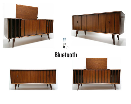 Mid Century Zenith Stereo Console Record Player Changer - Bluetooth - AM/FM Tuner The Vintedge Co.