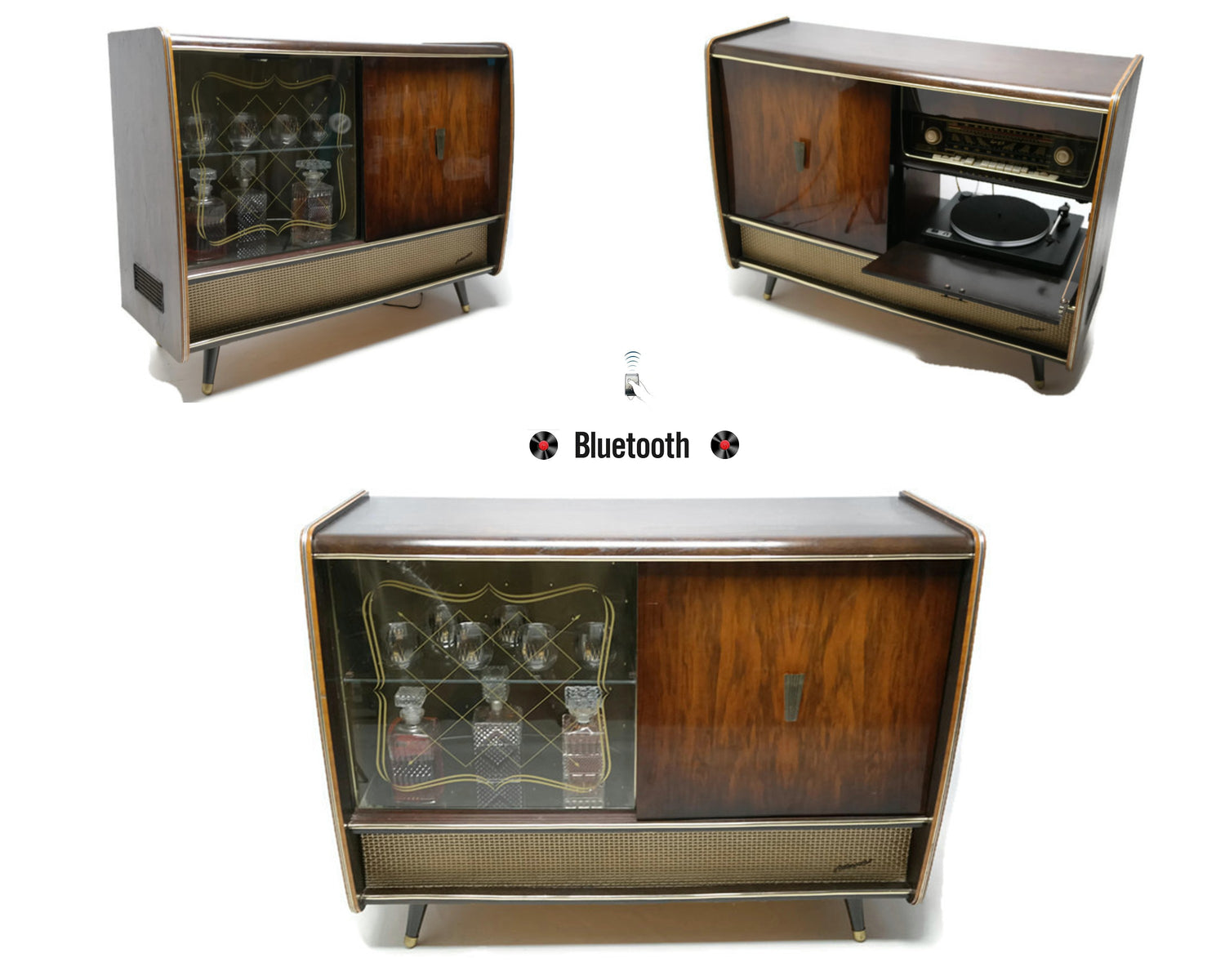 **SOLD OUT** BLAUPUNKT ARKANSAS Mid Century Record Changer Player Stereo Console w/Whiskey Bar The Vintedge Co.