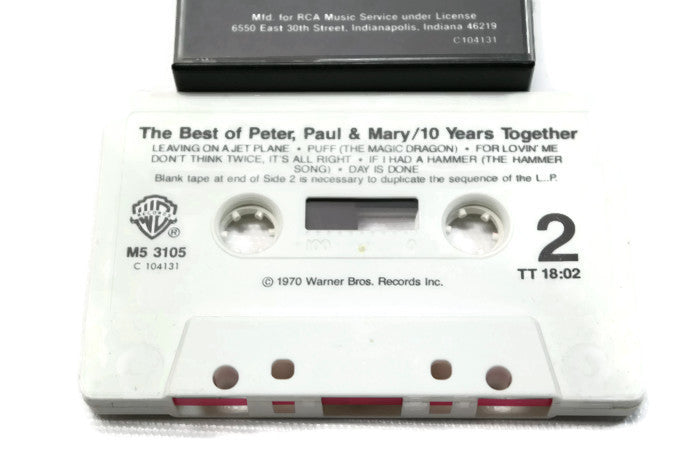 THE BEST OF PETER, PAUL AND MARY - Vintage Cassette Tape - TEN YEARS TOGETHER The Vintedge Co.
