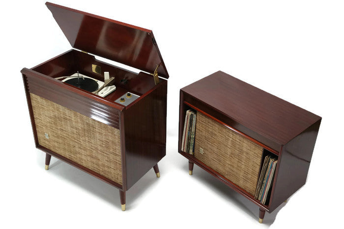 **SOLD OUT** SILVERTONE 2-Piece Record Player Changer Stereo Console with Extension Speaker The Vintedge Co.