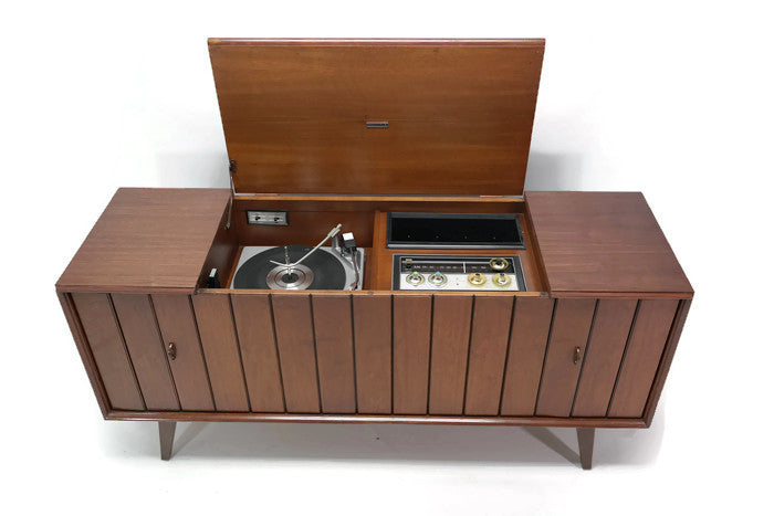 **SOLD OUT** ZENITH Mid Century Louver Door Record Player Changer Stereo Console The Vintedge Co.