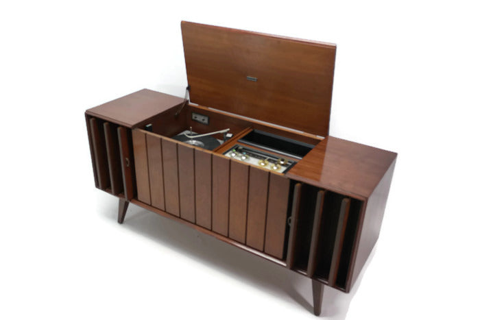 **SOLD OUT** ZENITH Mid Century Louver Door Record Player Changer Stereo Console The Vintedge Co.