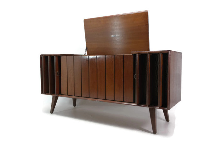 **SOLD OUT** ZENITH Mid Century Louver Door Record Player Changer Stereo Console The Vintedge Co.