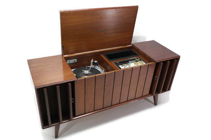 **SOLD OUT** ZENITH Mid Century Louver Door Record Player Changer Stereo Console The Vintedge Co.