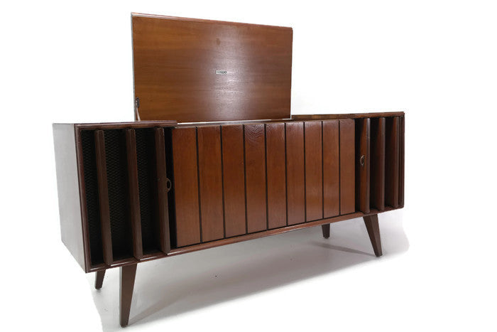 **SOLD OUT** ZENITH Mid Century Louver Door Record Player Changer Stereo Console The Vintedge Co.