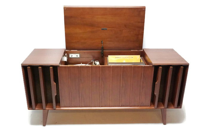 **SOLD OUT**  ZENITH Louver Door Record Player Changer Stereo Console AM FM Bluetooth The Vintedge Co.